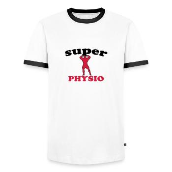 Super physio - T-shirt contrasté Homme - blanc/noir - Devant - AI Model Female 172 light (172cm) & AI Model Male 178 dark (178cm)
