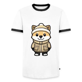 Kangal Chien Hiver - T-shirt contrasté Homme - blanc/noir - Devant - AI Model Female 172 light (172cm) & AI Model Male 178 dark (178cm)
