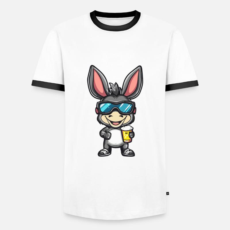 Esel Ski Bier - Männer Kontrast-T-Shirt - Weiß/Schwarz