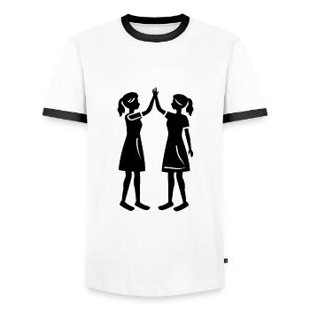 Friendship Girls Best Friend - Men's Ringer Shirt - white/black - Front - AI Model Female 172 light (172cm) & AI Model Male 178 dark (178cm)