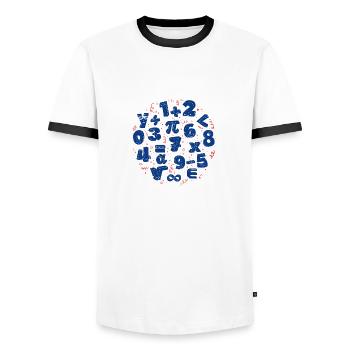 Nombres Heureux (Maths) - T-shirt contrasté Homme - blanc/noir - Devant - AI Model Female 172 light (172cm) & AI Model Male 178 dark (178cm)