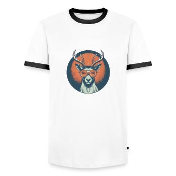 Lunettes de soleil Cerf Cerf Rouge - T-shirt contrasté Homme - blanc/noir - Devant - AI Model Female 172 light (172cm) & AI Model Male 178 dark (178cm)