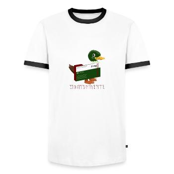 Medication duck - Men's Ringer Shirt - white/black - Front - AI Model Female 172 light (172cm) & AI Model Male 178 dark (178cm)