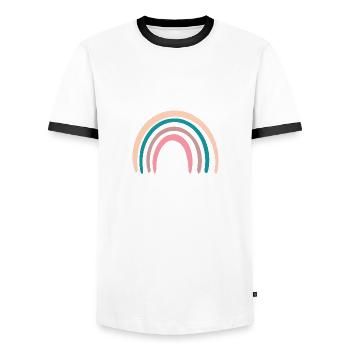 Only Good Vibes. Rainbow cadeau Boho T-shirt - T-shirt contrasté Homme - blanc/noir - Devant - AI Model Female 172 light (172cm) & AI Model Male 178 dark (178cm)