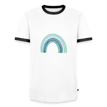 Only Good Vibes. Rainbow cadeau Boho T-shirt - T-shirt contrasté Homme - blanc/noir - Devant - AI Model Female 172 light (172cm) & AI Model Male 178 dark (178cm)
