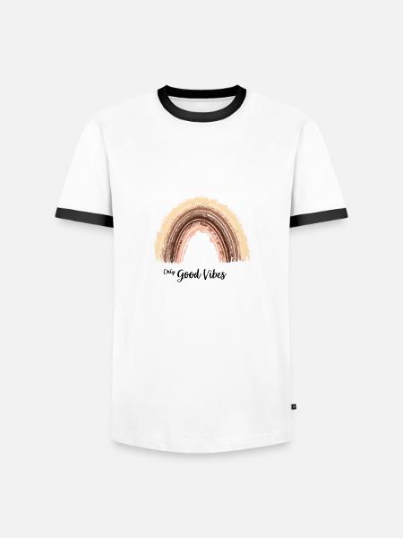Only Good Vibes. Rainbow Gift Boho T-Shirt - Men's Ringer Shirt - white/black