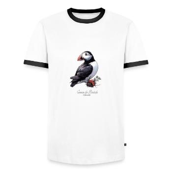 Atlantic Puffin Brittany Heart of Breizh - Men's Ringer Shirt - white/black - Front - AI Model Female 172 light (172cm) & AI Model Male 178 dark (178cm)