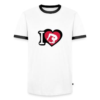 grs love heart heart gymnastique8 - Men's Ringer Shirt - white/black - Front - AI Model Female 172 light (172cm) & AI Model Male 178 dark (178cm)