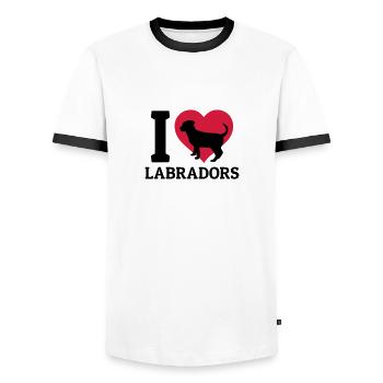 I love Labradors - Männer Kontrast-T-Shirt - Weiß/Schwarz - Vorne - AI Model Female 172 light (172cm) & AI Model Male 178 dark (178cm)