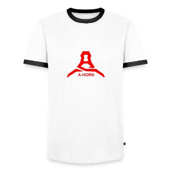 A-HORN, Wiltsch, mode, Taureau, style, Tier, art - T-shirt contrasté Homme - blanc/noir - Devant - AI Model Female 172 light (172cm) & AI Model Male 178 dark (178cm)