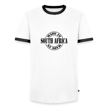 made in south africa m1k2 - Männer Kontrast-T-Shirt - Weiß/Schwarz - Vorne - AI Model Female 172 light (172cm) & AI Model Male 178 dark (178cm)