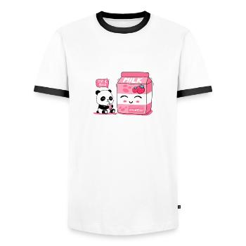 Panda et lait - T-shirt contrasté Homme - blanc/noir - Devant - AI Model Female 172 light (172cm) & AI Model Male 178 dark (178cm)