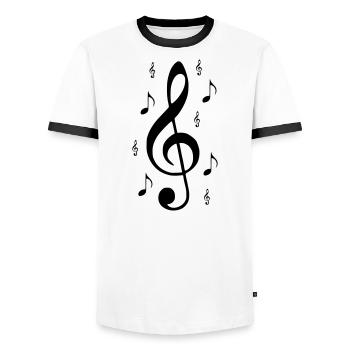 Music key - Men's Ringer Shirt - white/black - Front - AI Model Female 172 light (172cm) & AI Model Male 178 dark (178cm)