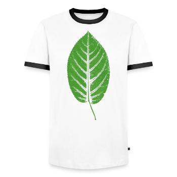 Beech leaf leaf / beech GREEN - Men's Ringer Shirt - white/black - Front - AI Model Female 172 light (172cm) & AI Model Male 178 dark (178cm)