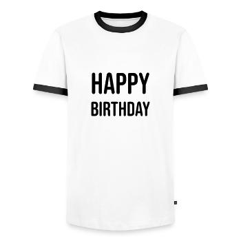 Bon anniversaire - T-shirt contrasté Homme - blanc/noir - Devant - AI Model Female 172 light (172cm) & AI Model Male 178 dark (178cm)