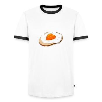 J'aime le pain d'oeuf - délicieux pain à l'oeuf - T-shirt contrasté Homme - blanc/noir - Devant - AI Model Female 172 light (172cm) & AI Model Male 178 dark (178cm)