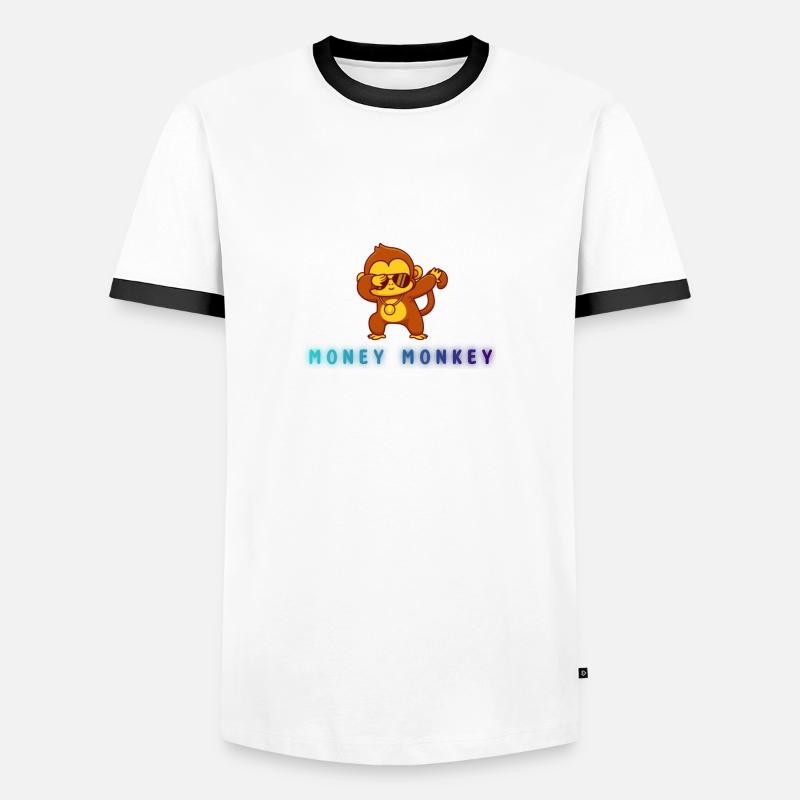 Money Monkey - Männer Kontrast-T-Shirt - Weiß/Schwarz