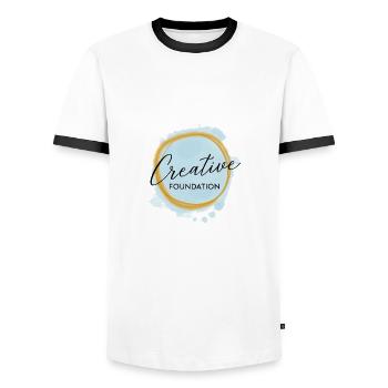 Creativity - Creative Person / Profession - Men's Ringer Shirt - white/black - Front - AI Model Female 172 light (172cm) & AI Model Male 178 dark (178cm)