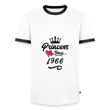 1966 Prinzessin Geburtstag - Männer Kontrast-T-Shirt - Weiß/Schwarz - Vorne - AI Model Female 172 light (172cm) & AI Model Male 178 dark (178cm)