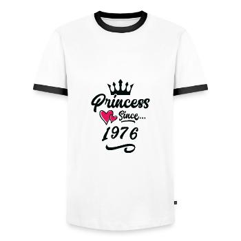 1976 Princess Birthday - Men's Ringer Shirt - white/black - Front - AI Model Female 172 light (172cm) & AI Model Male 178 dark (178cm)