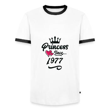 1977 Princess Birthday - Men's Ringer Shirt - white/black - Front - AI Model Female 172 light (172cm) & AI Model Male 178 dark (178cm)
