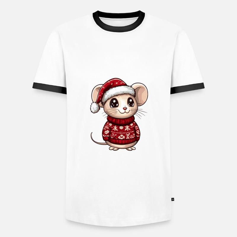 Mouse Christmas Comic - Men's Ringer Shirt - white/black