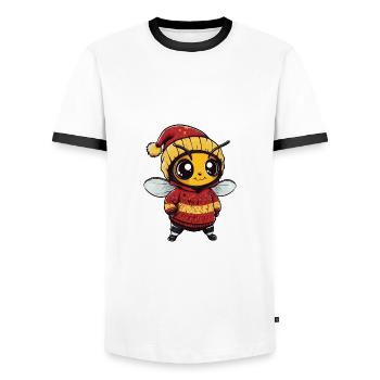 Biene Weihnachten Comic - Männer Kontrast-T-Shirt - Weiß/Schwarz - Vorne - AI Model Female 172 light (172cm) & AI Model Male 178 dark (178cm)
