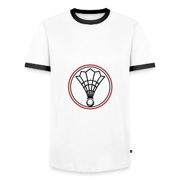 Équipe de symboles de badminton - T-shirt contrasté Homme - blanc/noir - Devant - AI Model Female 172 light (172cm) & AI Model Male 178 dark (178cm)