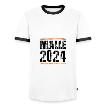 Devis Malle 2024 - T-shirt contrasté Homme - blanc/noir - Devant - AI Model Female 172 light (172cm) & AI Model Male 178 dark (178cm)