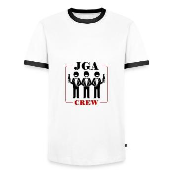 Bachelor Party Crew - Men's Ringer Shirt - white/black - Front - AI Model Female 172 light (172cm) & AI Model Male 178 dark (178cm)