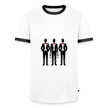 Groom Team - Men's Ringer Shirt - white/black - Front - AI Model Female 172 light (172cm) & AI Model Male 178 dark (178cm)