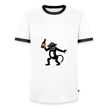 Bière de singe drôle - T-shirt contrasté Homme - blanc/noir - Devant - AI Model Female 172 light (172cm) & AI Model Male 178 dark (178cm)