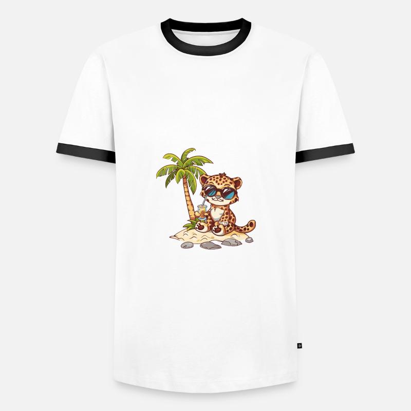 Leopard Summer Beach Comic - Men's Ringer Shirt - white/black