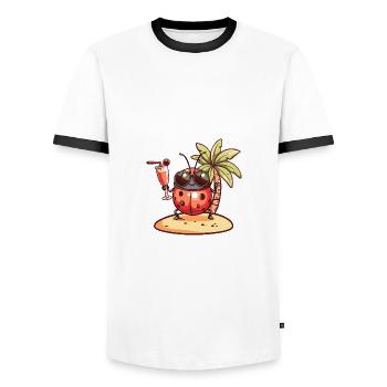 Marienkäfer Sommer Strand Comic - Männer Kontrast-T-Shirt - Weiß/Schwarz - Vorne - AI Model Female 172 light (172cm) & AI Model Male 178 dark (178cm)