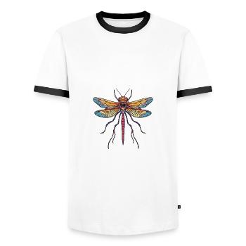 Dragonfly Halloween Animal - Men's Ringer Shirt - white/black - Front - AI Model Female 172 light (172cm) & AI Model Male 178 dark (178cm)