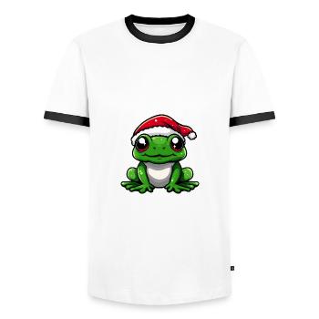 Frosch Weihnachten Niedlich - Männer Kontrast-T-Shirt - Weiß/Schwarz - Vorne - AI Model Female 172 light (172cm) & AI Model Male 178 dark (178cm)