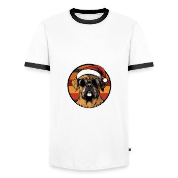 Boxer Chien Noël Cool - T-shirt contrasté Homme - blanc/noir - Devant - AI Model Female 172 light (172cm) & AI Model Male 178 dark (178cm)