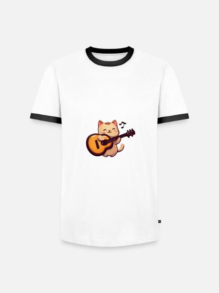 Cat making music - Men's Ringer Shirt - white/black