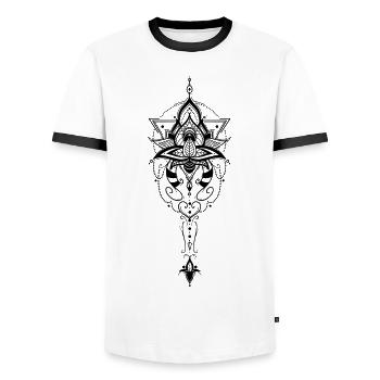 Mandala flowers lotus bloom yoga gift - Men's Ringer Shirt - white/black - Front - AI Model Female 172 light (172cm) & AI Model Male 178 dark (178cm)