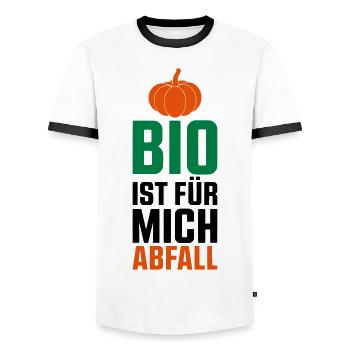 BIO EST POUR MOI DE DÉCHETS - ÉCHANGE DE FEMMES - T-shirt contrasté Homme - blanc/noir - Devant - AI Model Female 172 light (172cm) & AI Model Male 178 dark (178cm)
