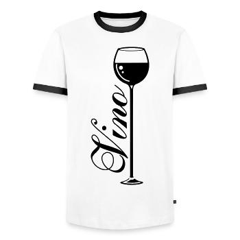 Verre de symbole de vin - T-shirt contrasté Homme - blanc/noir - Devant - AI Model Female 172 light (172cm) & AI Model Male 178 dark (178cm)