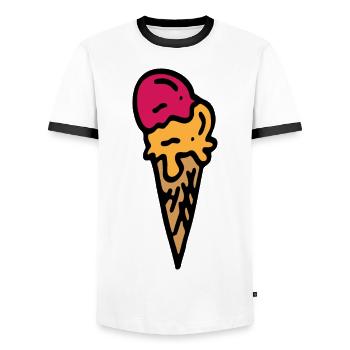 Crème glacée gaufre colorée / crème glacée gaufre fraise mangue - T-shirt contrasté Homme - blanc/noir - Devant - AI Model Female 172 light (172cm) & AI Model Male 178 dark (178cm)
