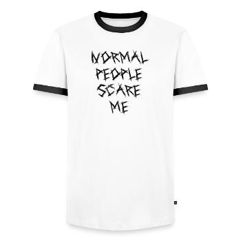 Normal People Scare Me - Men's Ringer Shirt - white/black - Front - AI Model Female 172 light (172cm) & AI Model Male 178 dark (178cm)