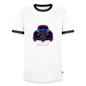 Voiture néon vintage futuriste - T-shirt contrasté Homme - blanc/noir - Devant - AI Model Female 172 light (172cm) & AI Model Male 178 dark (178cm)