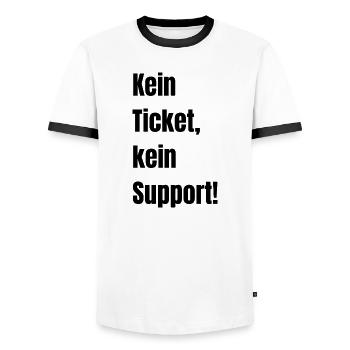 Kein Ticket kein Support! - Männer Kontrast-T-Shirt - Weiß/Schwarz - Vorne - AI Model Female 172 light (172cm) & AI Model Male 178 dark (178cm)