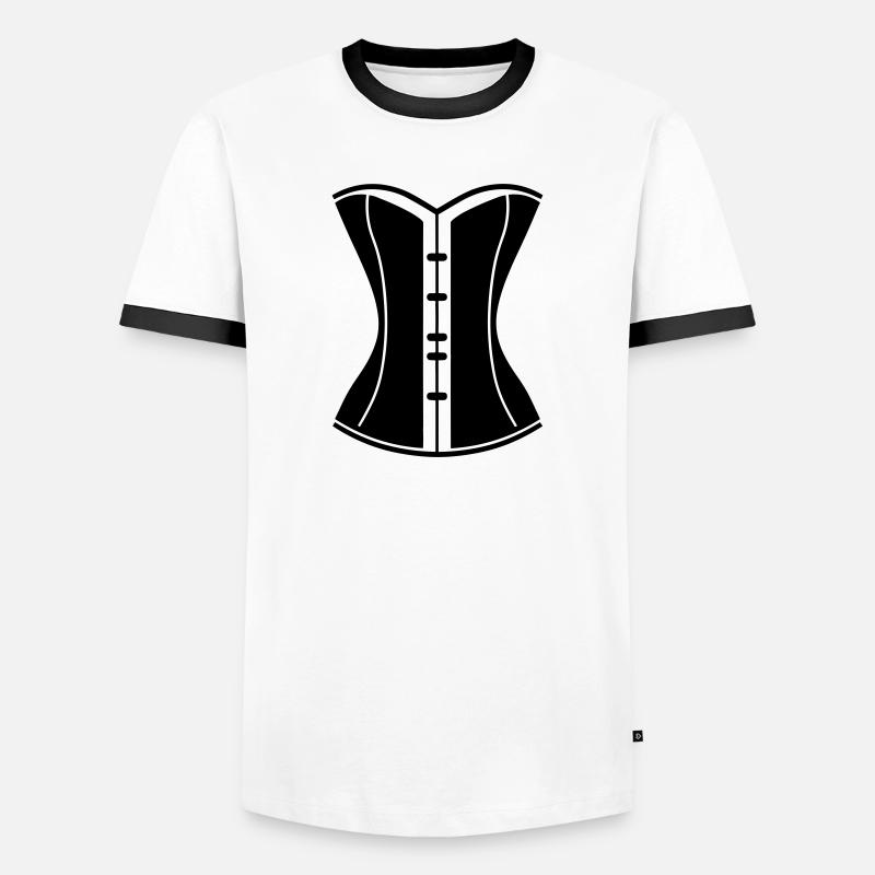 Korsett - Männer Kontrast-T-Shirt - Weiß/Schwarz
