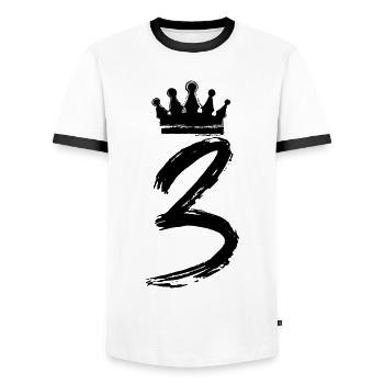 3 Zahl Krone - Männer Kontrast-T-Shirt - Weiß/Schwarz - Vorne - AI Model Female 172 light (172cm) & AI Model Male 178 dark (178cm)