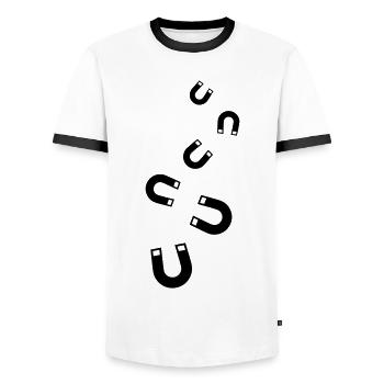 Horseshoe Riding - Men's Ringer Shirt - white/black - Front - AI Model Female 172 light (172cm) & AI Model Male 178 dark (178cm)