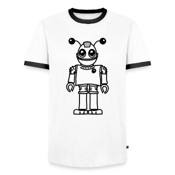Roboter cool witzig Spielzeug lustig - Männer Kontrast-T-Shirt - Weiß/Schwarz - Vorne - AI Model Female 172 light (172cm) & AI Model Male 178 dark (178cm)