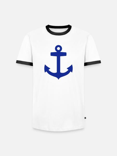 Anker - Männer Kontrast-T-Shirt - Weiß/Schwarz